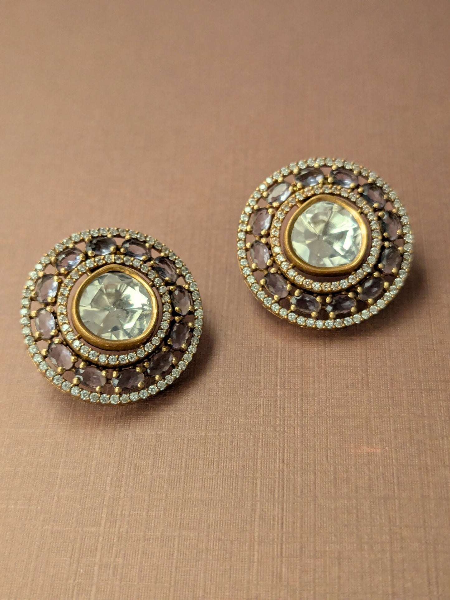 Light Purple Polki Stud Earrings