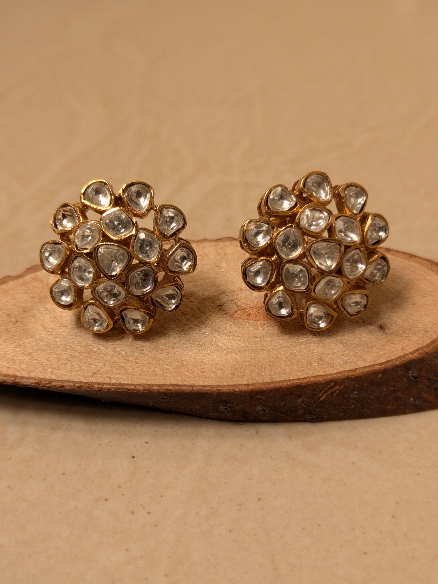 Polki Cluster Stud Earrings