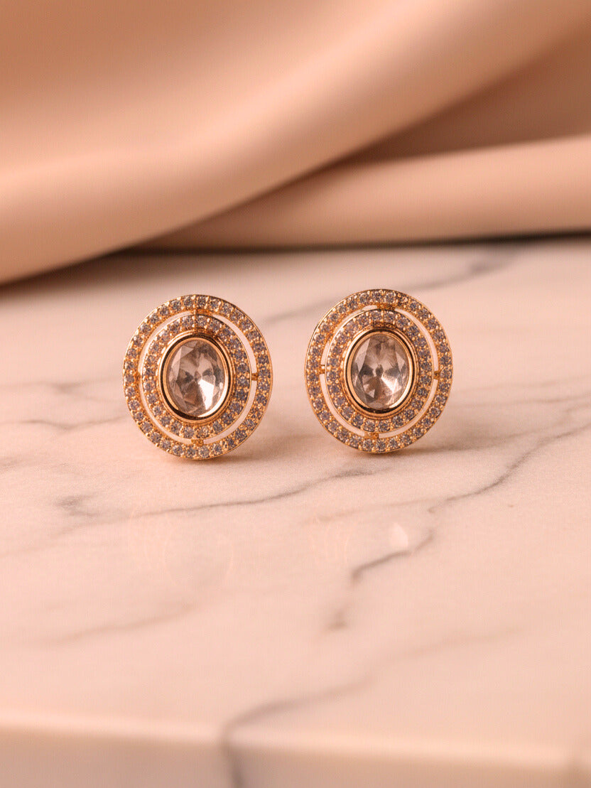 Golden Polki Studs