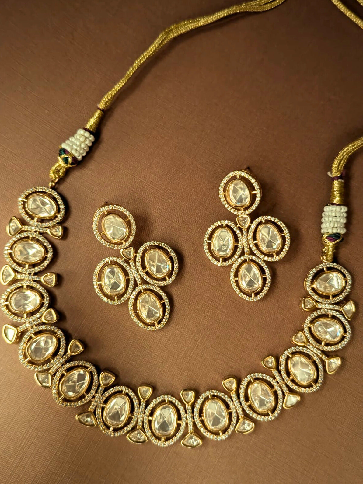 Handcrafted Polki Necklace Set with Uncut Polkis