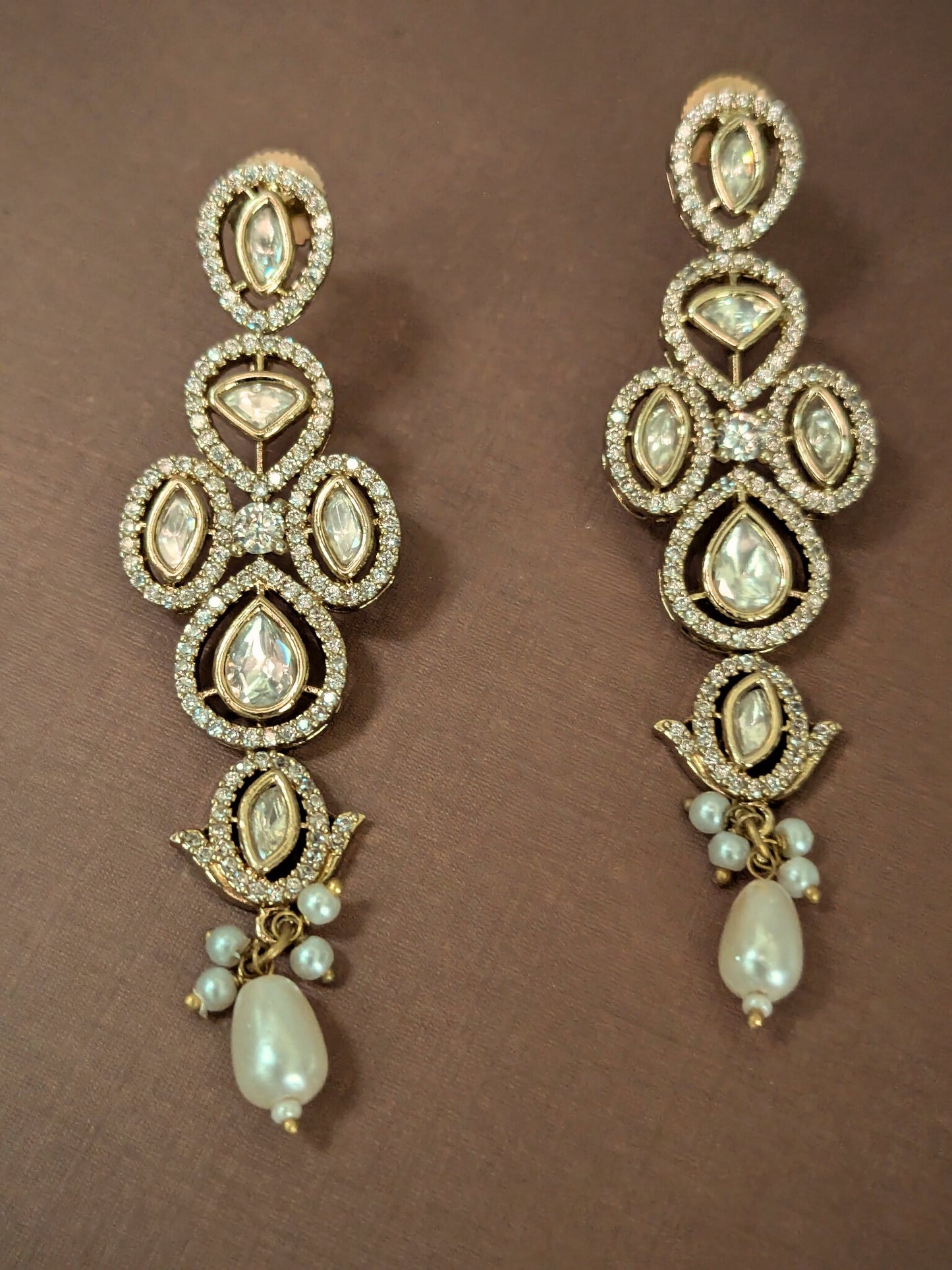 Polki Drop Long Earrings