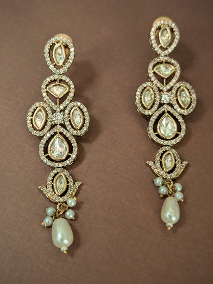 Polki Drop Long Earrings