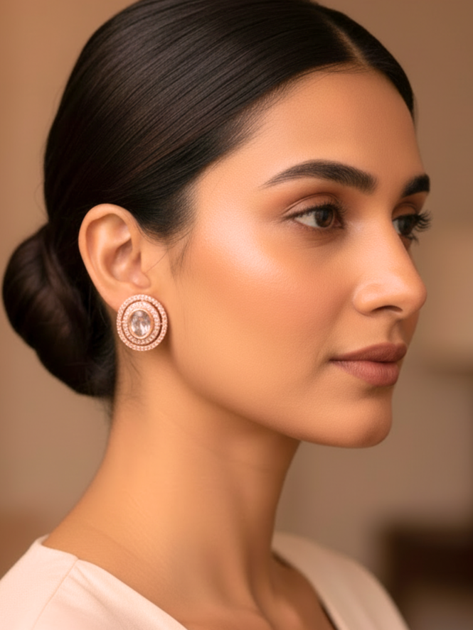 Golden Polki Studs