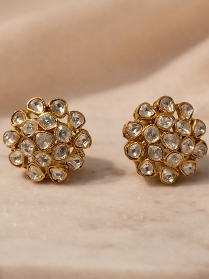 Polki Cluster Stud Earrings