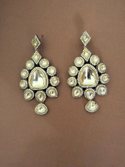 Polki Style Moissanite Drop Earrings