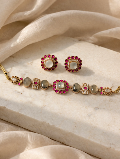 Polki Choker with Natural Doublet Stones & Ruby Accents