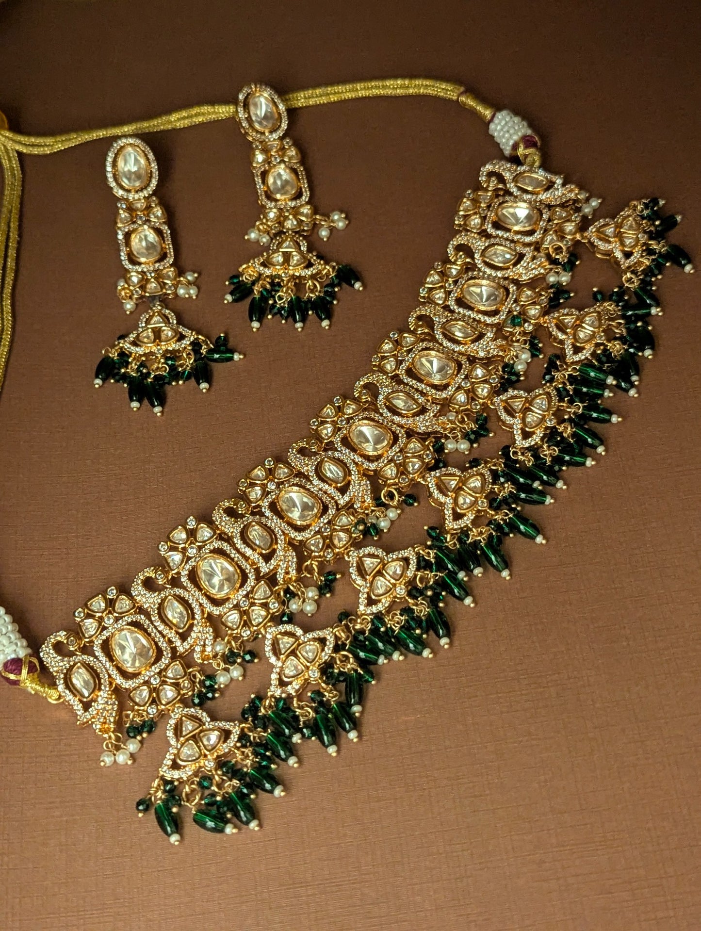 Green Drop Polki Choker Set