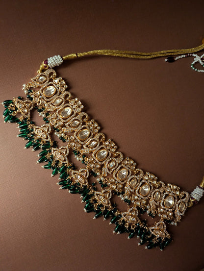 Green Drop Polki Choker Set