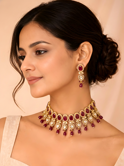 Ruby Polki Choker Necklace Set