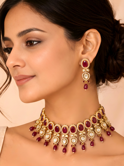 Ruby Polki Choker Necklace Set