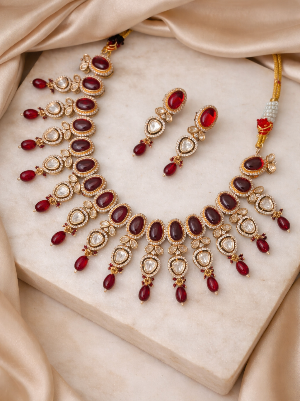 Ruby Polki Choker Necklace Set