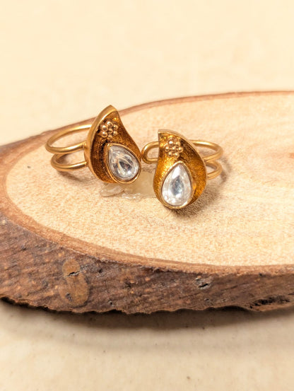 Adjustable Pear Shaped Polki Ear Cuffs
