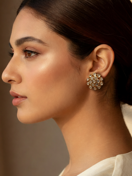 Polki Cluster Stud Earrings