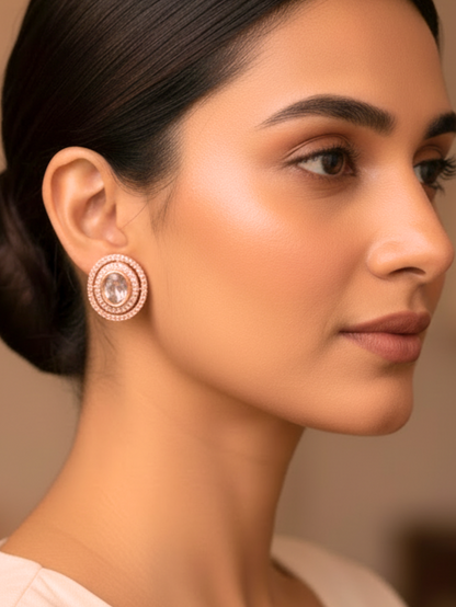 Golden Polki Studs