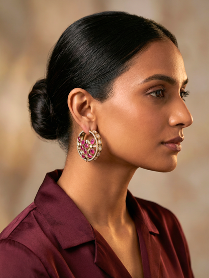 Ruby Polki Bali Earrings