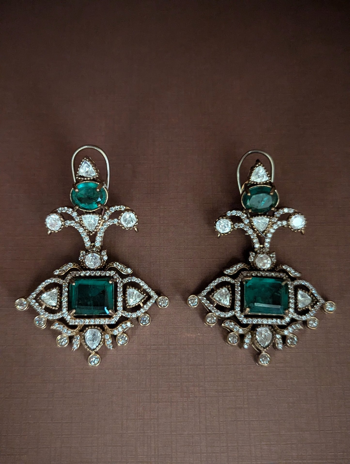 Green Polki Drop Earrings
