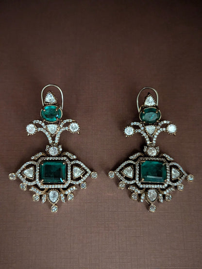 Green Polki Drop Earrings